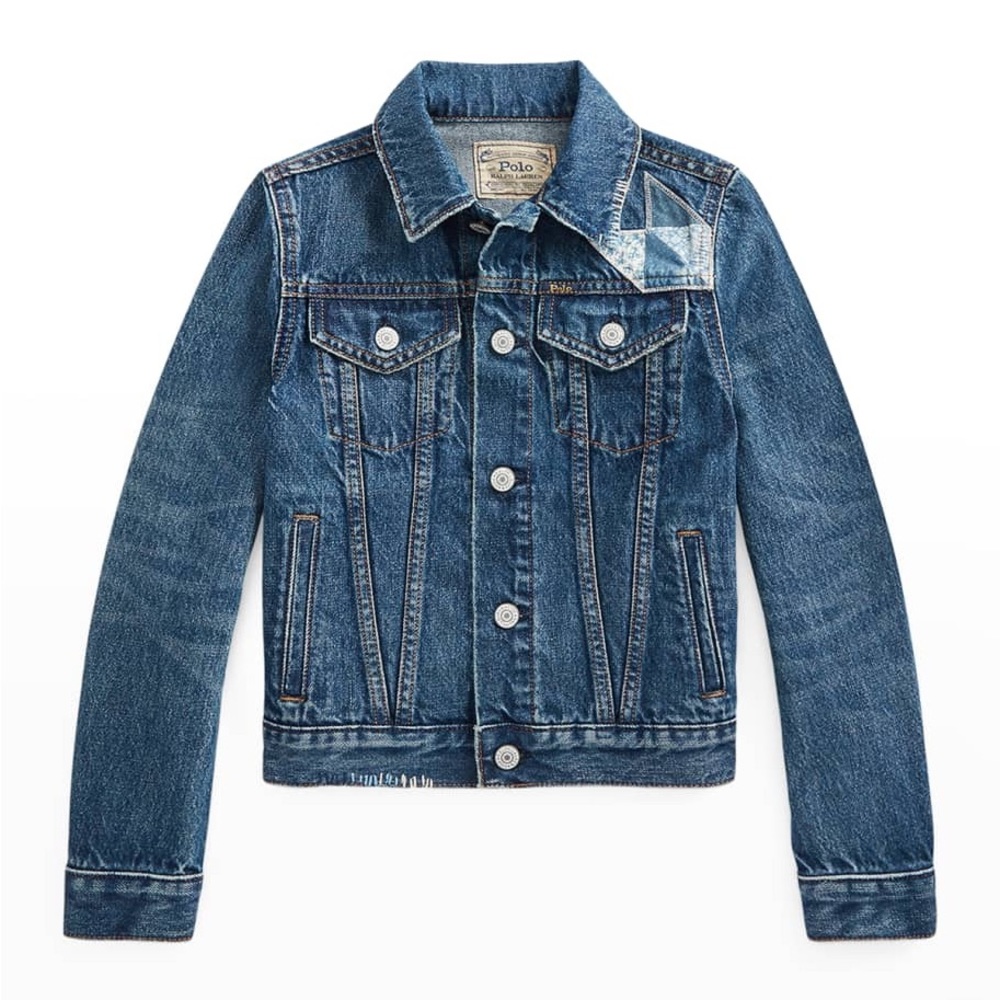 Ralph Lauren girls Childrenswear Patchwork Star Denim Jacket